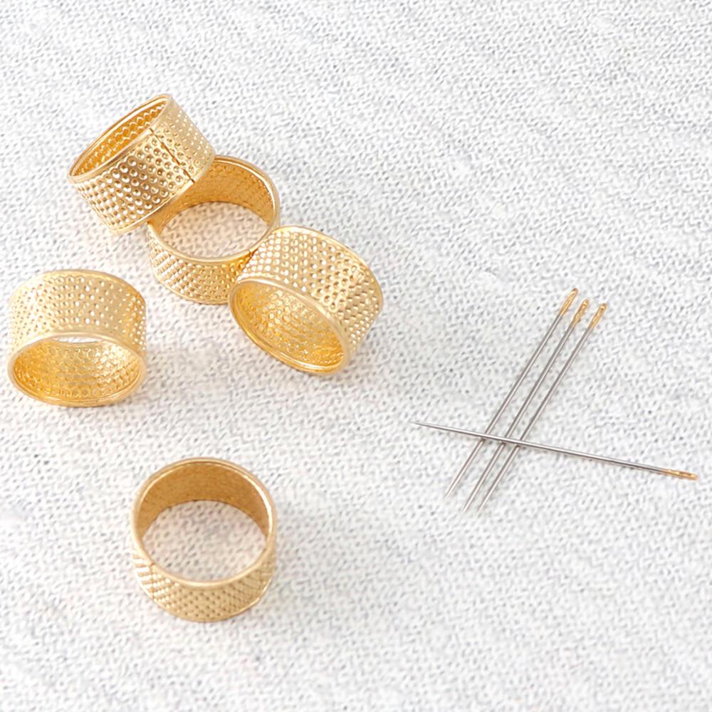 10pc guld finger beskytter nål fingerbøl antik ring håndbearbejdning metal syning værktøjer diy håndværk sy tilbehør