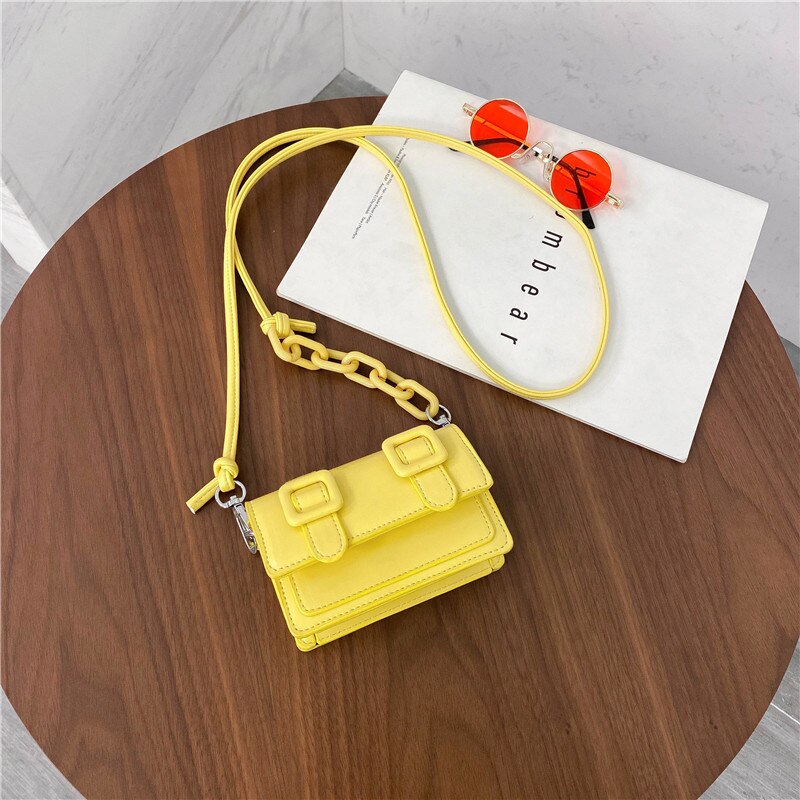 Candy farben Mini Platz crossbody-tasche Neue High PU Leder frauen Handtasche Reise Schulter Messenger tasche: Yellow