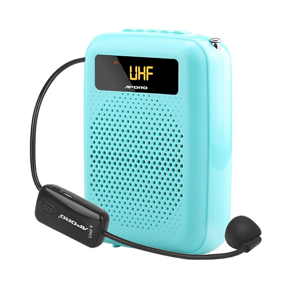 Antena uhf sem fio portátil, megafone com microfone, bluetooth, display de tela, rádio, 12w, amplificador de voz, 2400mah, headset: Azul