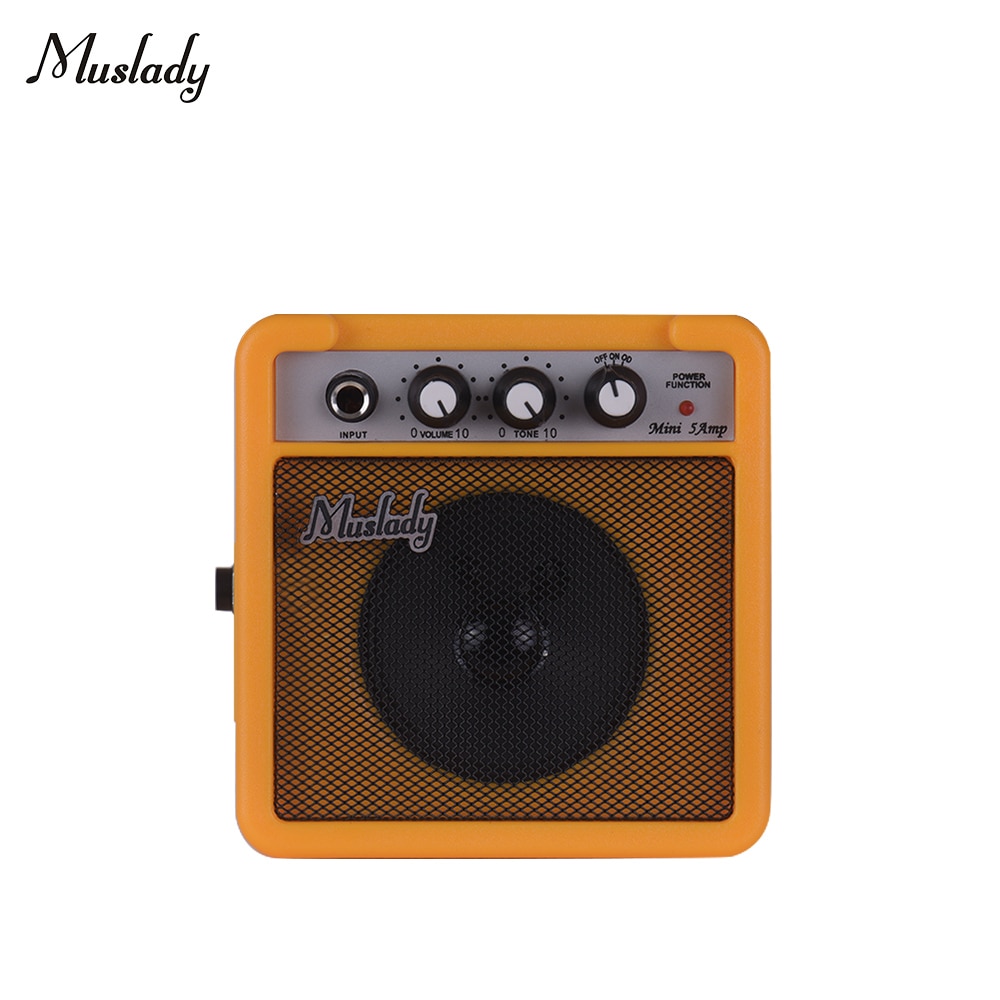Muslady 5W Mini Guitar Amplifier Amp Speaker 3.5mm & 6.35mm Inputs 1/4 Inch Output Supports Volume Tone Adjustment Overdrive