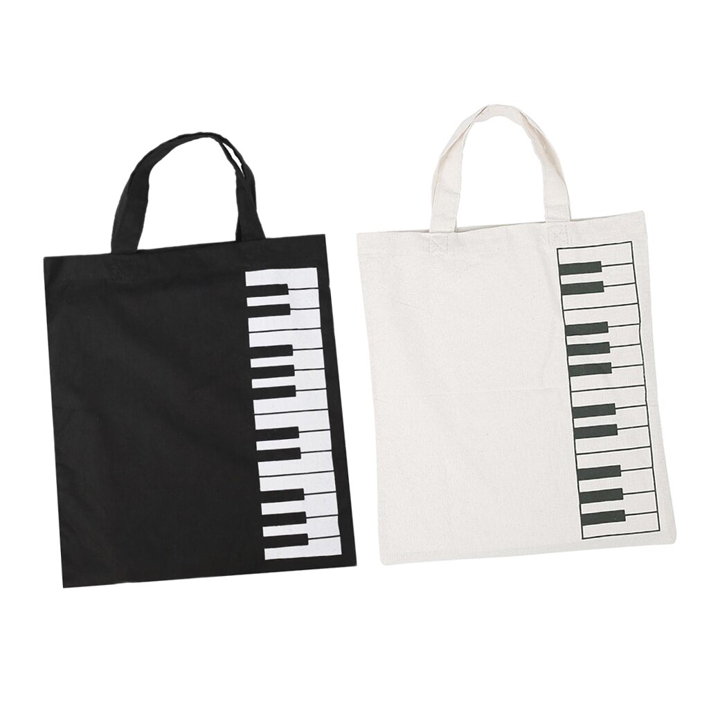 Piano Music Notes Cotton Shoulder Tote Bag Shopping Handbag for Women Girls