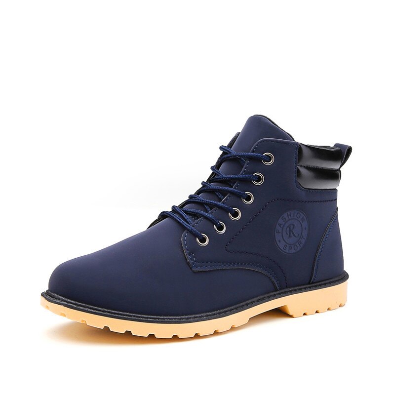 Baskets montantes noires pour homme, chaussures décontractées, automne et hiver: Bleu / 9.5