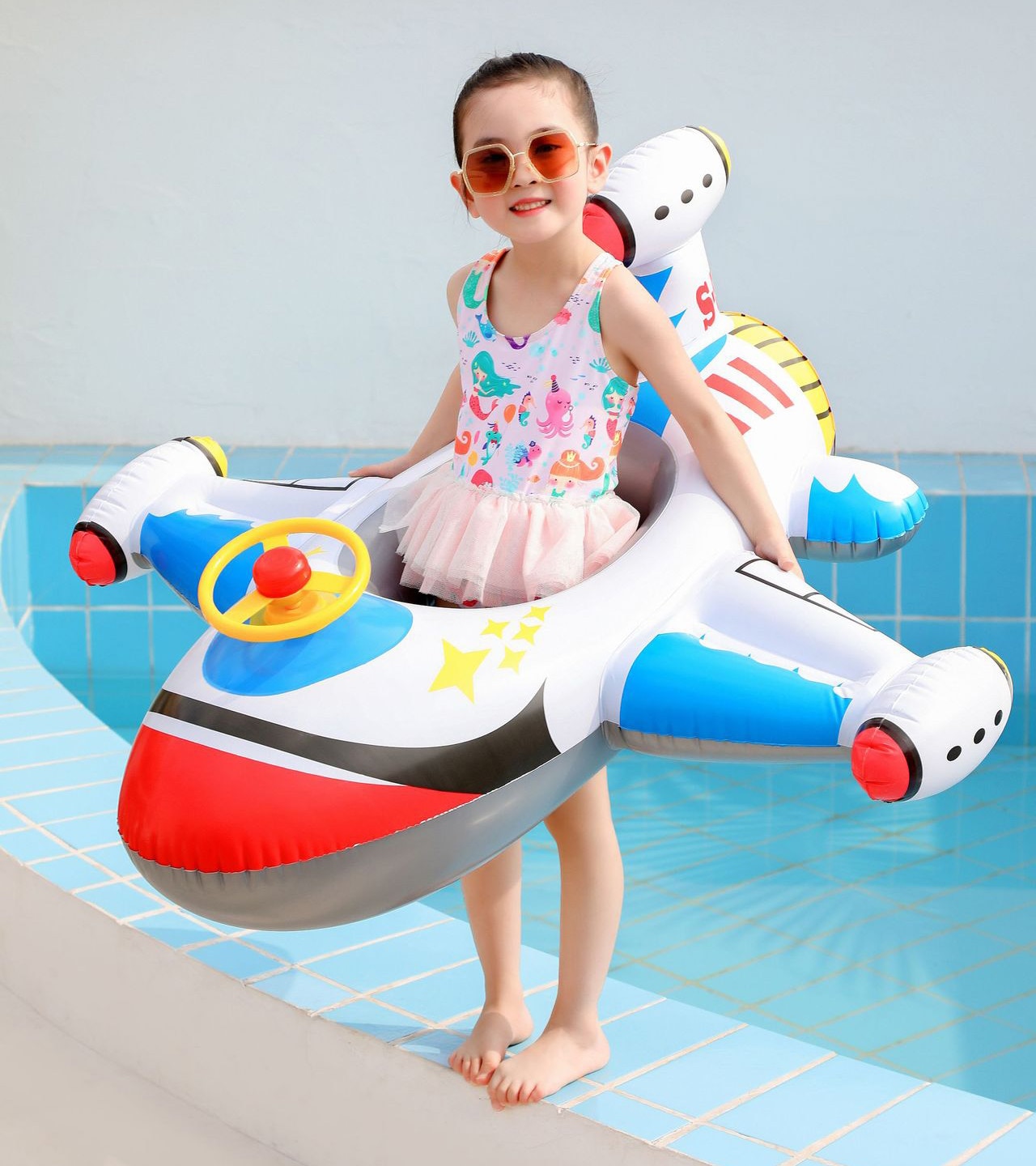 Rooxin Vliegtuig Baby Float Zwembad Zwemmen Ring Opblaasbare Cirkel Babyzitje Met Stuurwiel Zomer Beach Party Zwembad Speelgoed