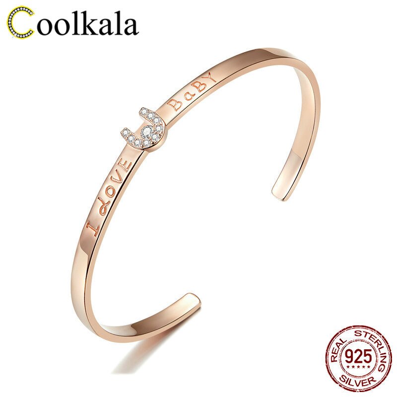 Coolkala Pure Verzilverd Rose Goud Openingen Armband Bekentenis Armband Beknopte Hand Versieren: Default Title