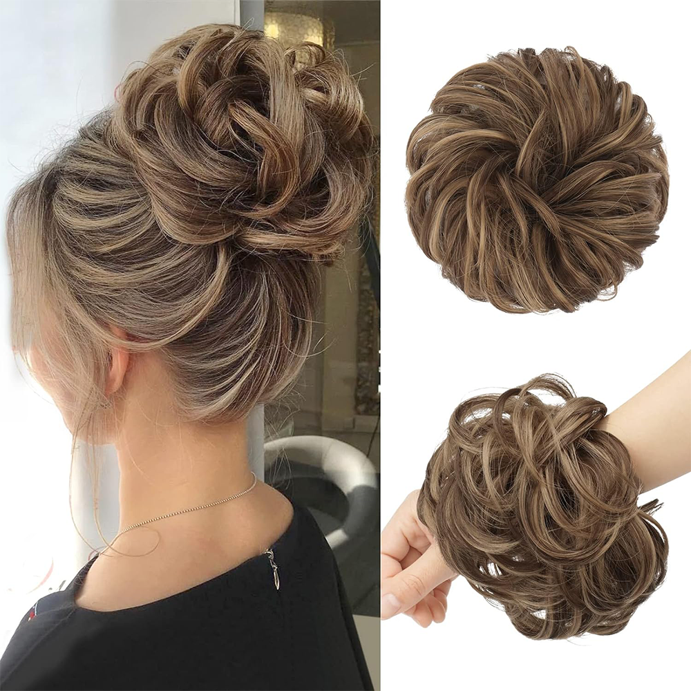 Moño desordenado pieza de cabello rizado ondulado moño extensiones de coleteros sintético despeinado Updo postizos para mujeres: #22