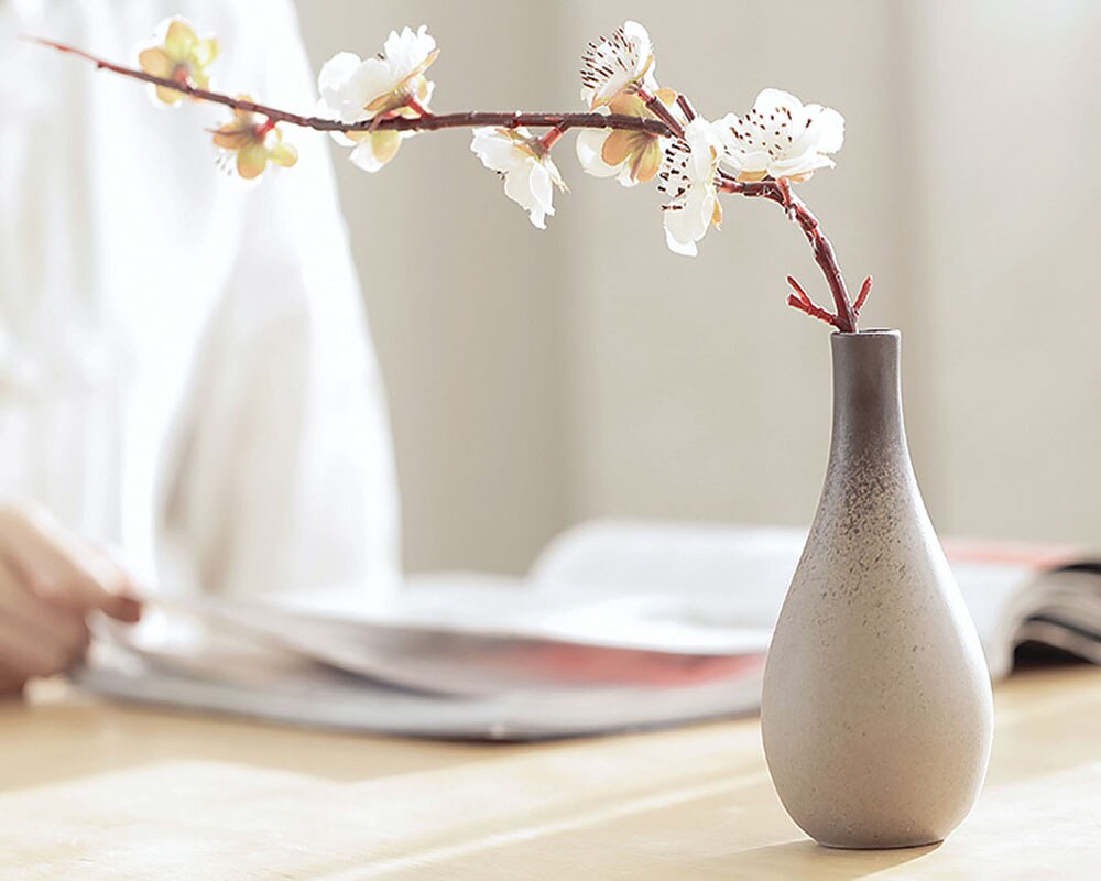 Kleine stenen vaas chinese zen bloemhouder vintage gedroogde bloemen bloem keramische decoratie huis tuin eenvoudige vazen