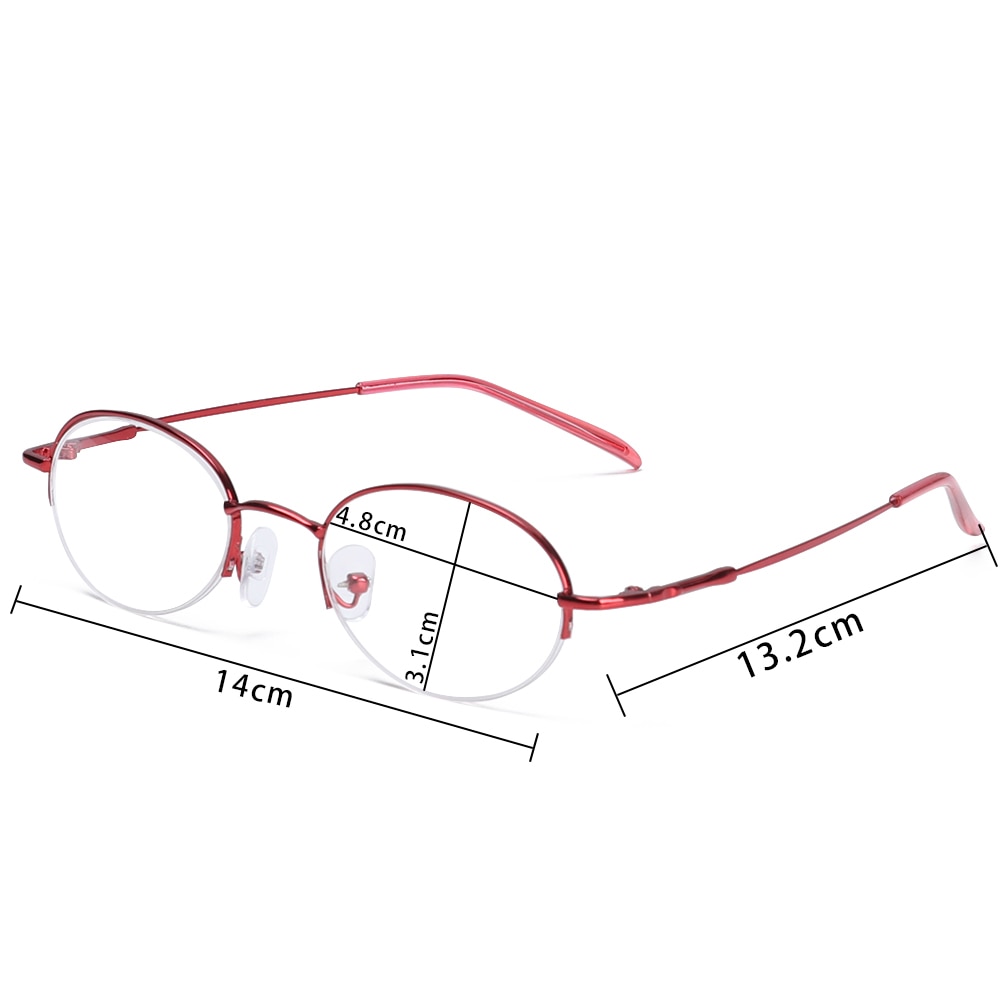 Dioptri  -1 -1.5 -2 -2.5 -3 -3.5 -4 -4.5 -5 -5.5 -6 færdige nærsynethedsbriller kvinder metal halvstel nærsynede briller
