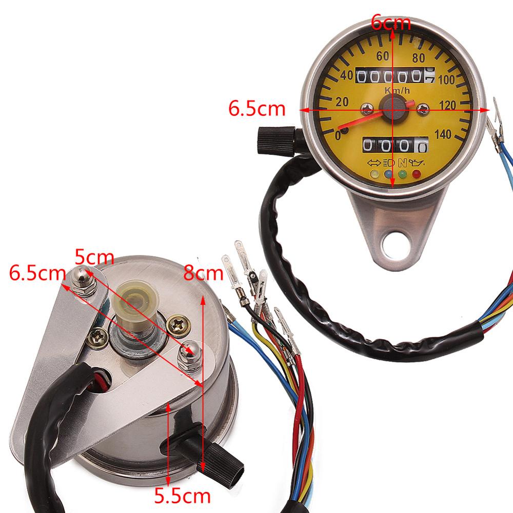 Cafe Racer 12V Universal Motorcycle Speedometer Odometer Motor Dual Speed Meter Gauge Miles with LED Indicator Speedometer