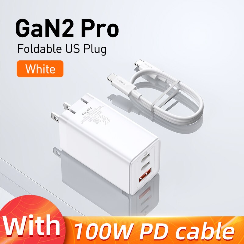 Baseus 65W GaN Ladegerät Schnell Ladung 4,0 3,0 Typ C PD USB Ladegerät mit QC 4,0 3,0 Tragbare Schnelle ladegerät Für Laptop iPhone 13 Profi: GaN2 Pro US weiß