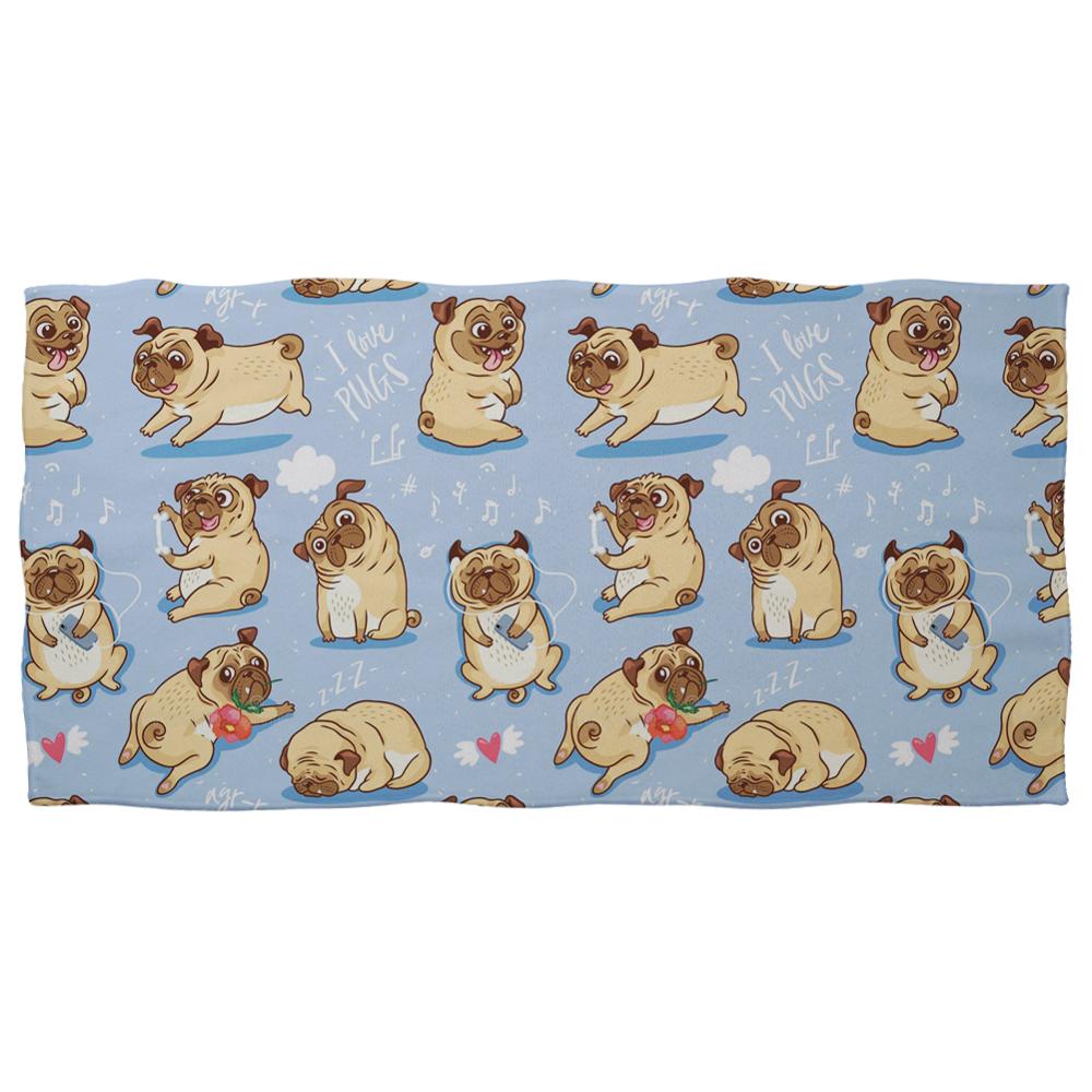 HUGSIDEA Puppy Pug Dog Print Bath Towel Cute Shower Beach Towels Absorbent Soft Rectangle for Kids Adult 75X150CM: Z5846 / 75x35cm-Z30