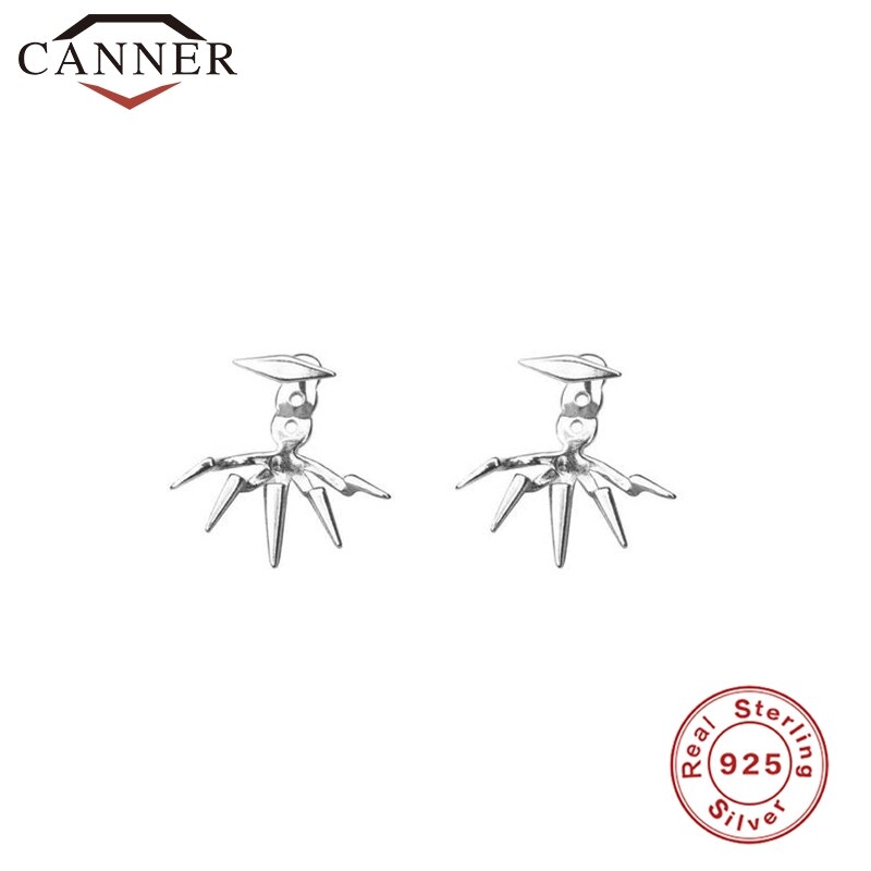 Tendencia Punk Rock gótico esqueleto cráneos y cabezas, pendientes de tuerca para mujer 925, pendientes tipo botón de plata fina, pendientes geométricos: style-2 silver