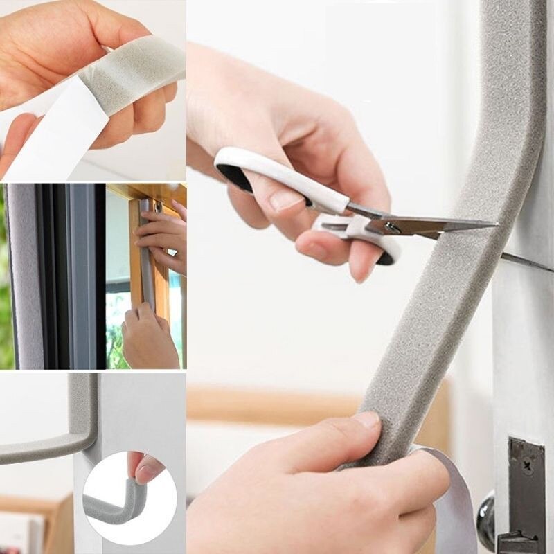 2 Roll Door Window Sealing Strip Weather Stripping Self-Adhesive Soundproof Sponge Foam Insulation Tape Windproof Dustproof Seal