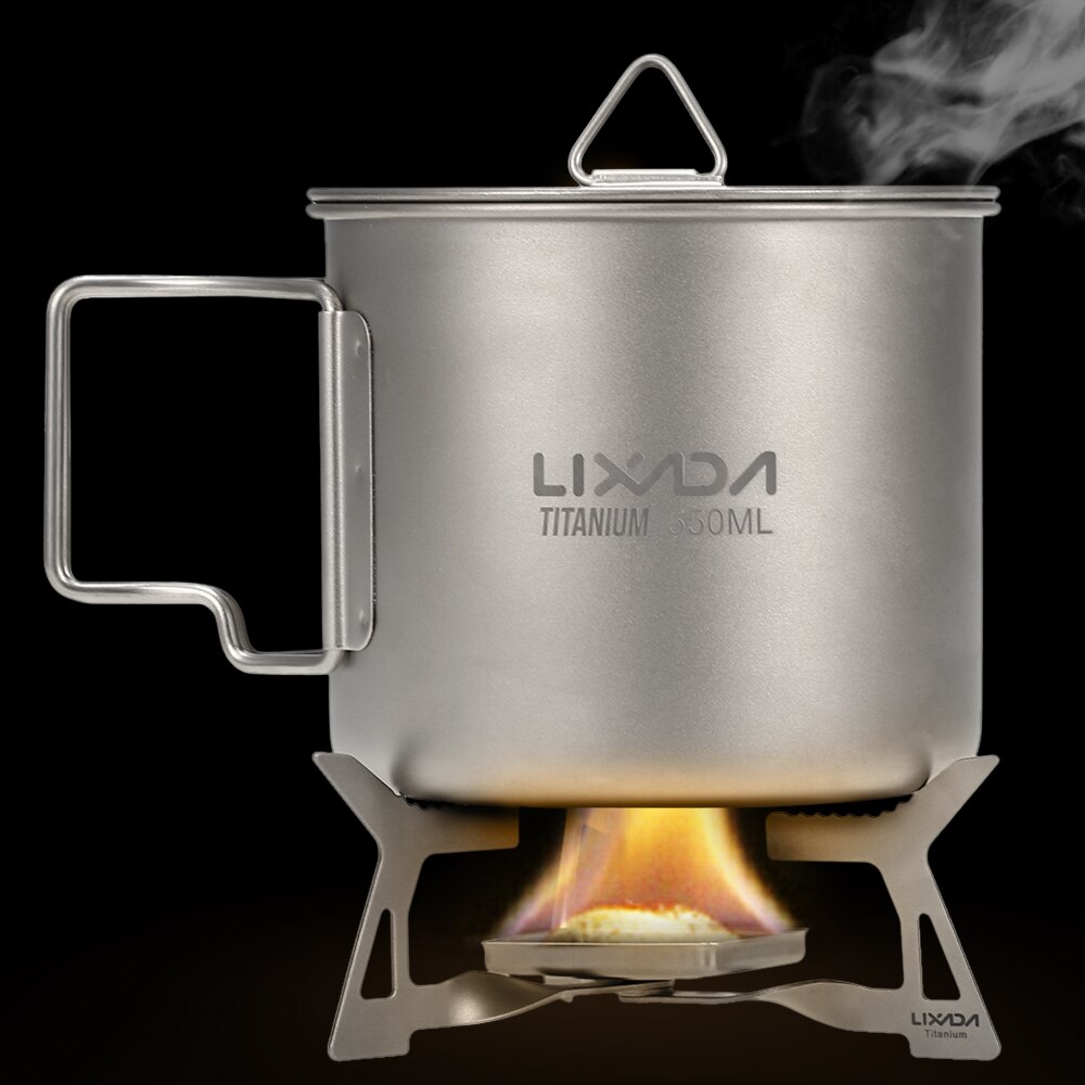 Lixada Ultralight Folding Camping Titanium Solidified Alcohol Stove Outdoor Stove Alcohol Burner for Outdoor Camping Hiking
