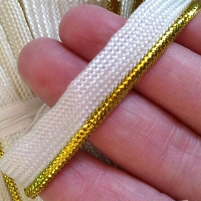 Zwarte goud kleur Bias Tape met koord Goud/Gouden kleur, vooringenomenheid Piping tape, grootte: 10mm * 20 yards, DIY naaien quilt kussen accessoires: white gold