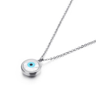 BabyGirl Ketting Blue Eye Opal Ronde Hanger Ketting Collier Party Trendy Kettingen Ketting Vrouwelijke Party: silver