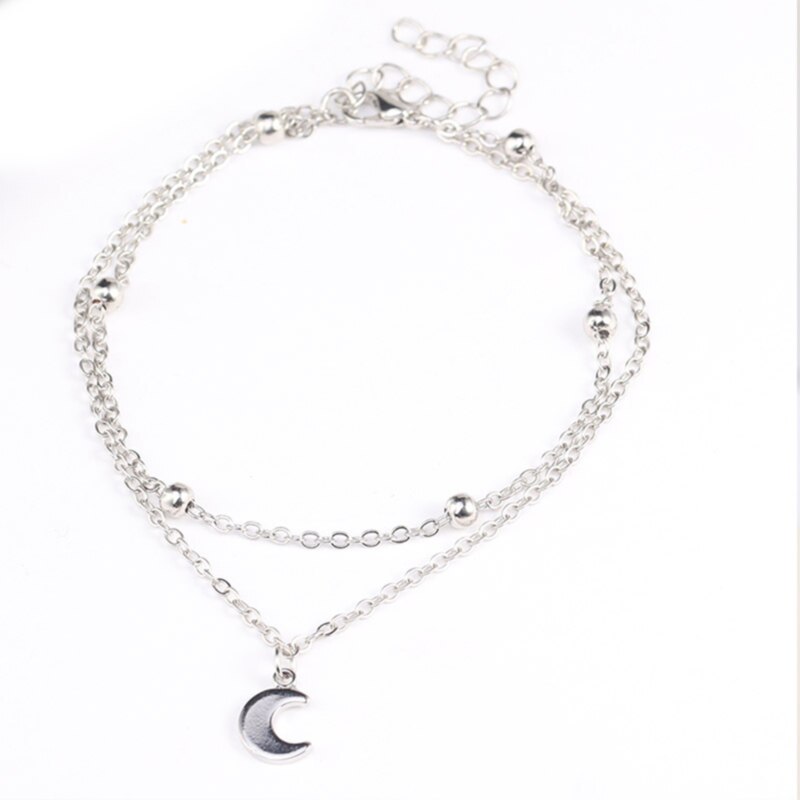 Double Moon Anklets For Women Stone Beads Anklet Bracelets Bohemian Ocean Jewelry Decorations