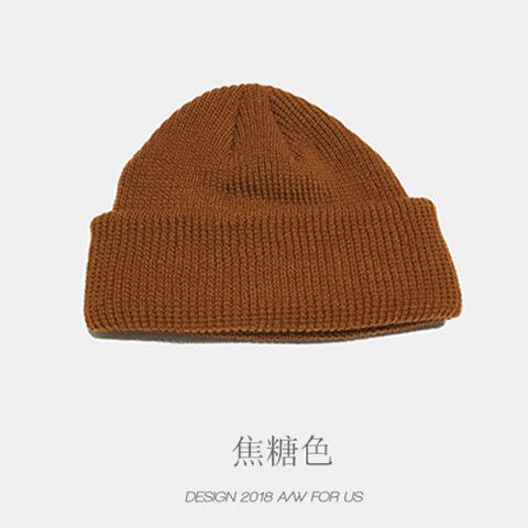 Unisex huer strikkede hue kvinde beaines til vinter åndbar mænd gorras simpel hat varm solid afslappet dame #39 dame hue: Hat-karamel farve