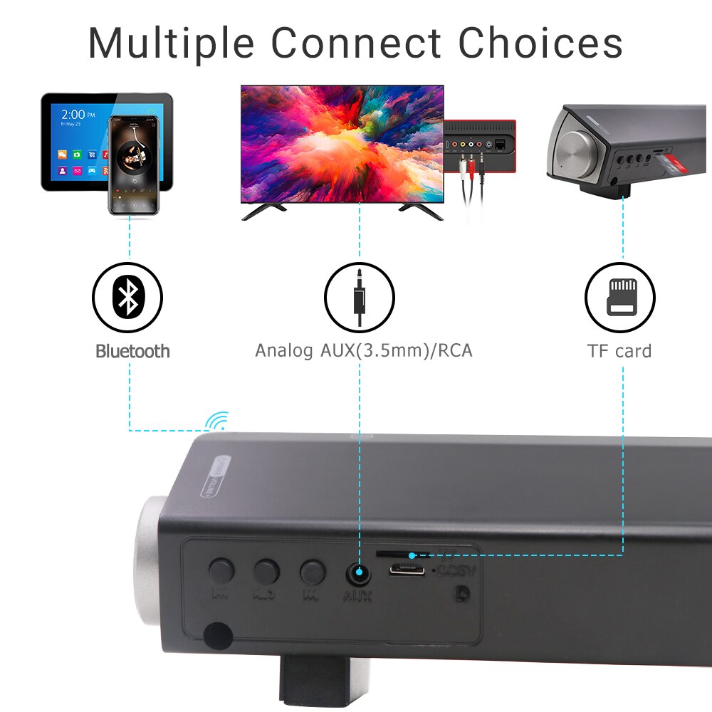 YOUXIU Portable Wireless SoundBar Bluetooth Speaker Home Theater TV System with Remote Control Wired 3D Surround Mini Sound Bar