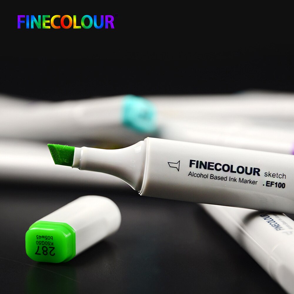 Finecolour  ef100 art leverer alkoholbaseret blæk kalligrafimarkør dobbelthoved børste kunstmarkører til tegning af 240 farver 1 stk