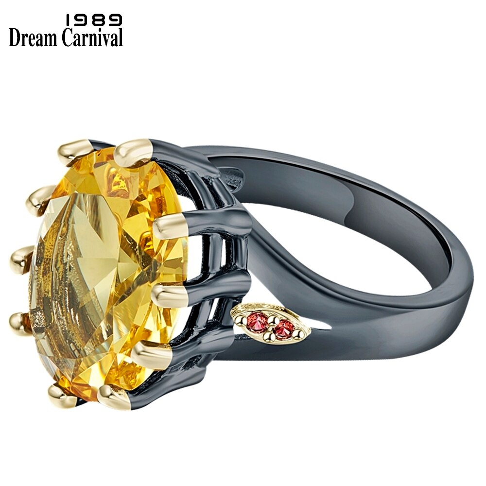 Dreamcarnival1989 grande ouro zircon solitaire anéis de noivado para as mulheres delicado corte fino deslumbrante dente festa jóias wa11876g: 9