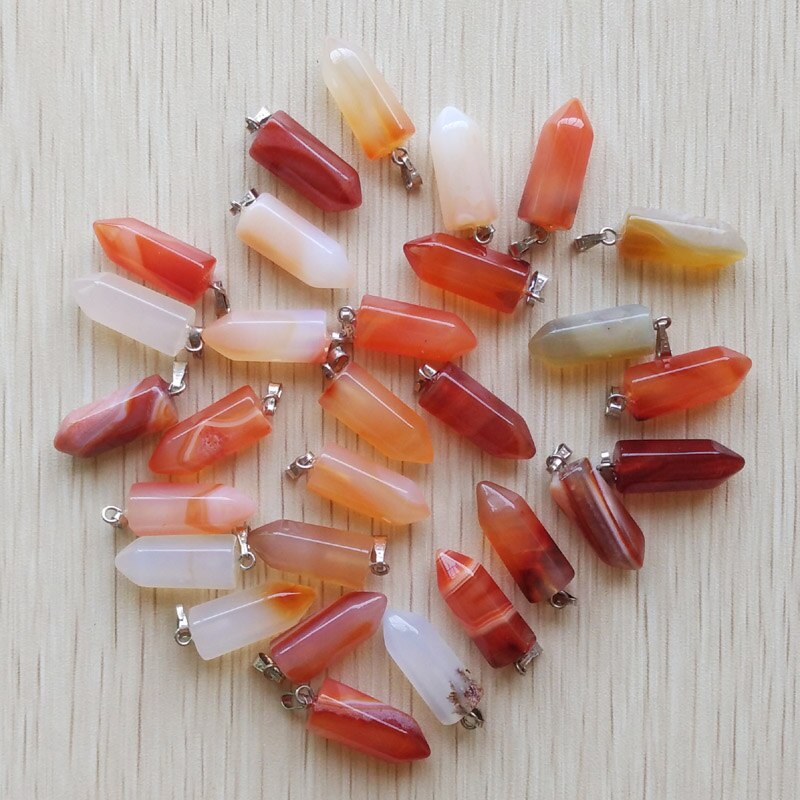 50pcs/lot bestselling good natural stone mix point pillar pendants for jewelry making