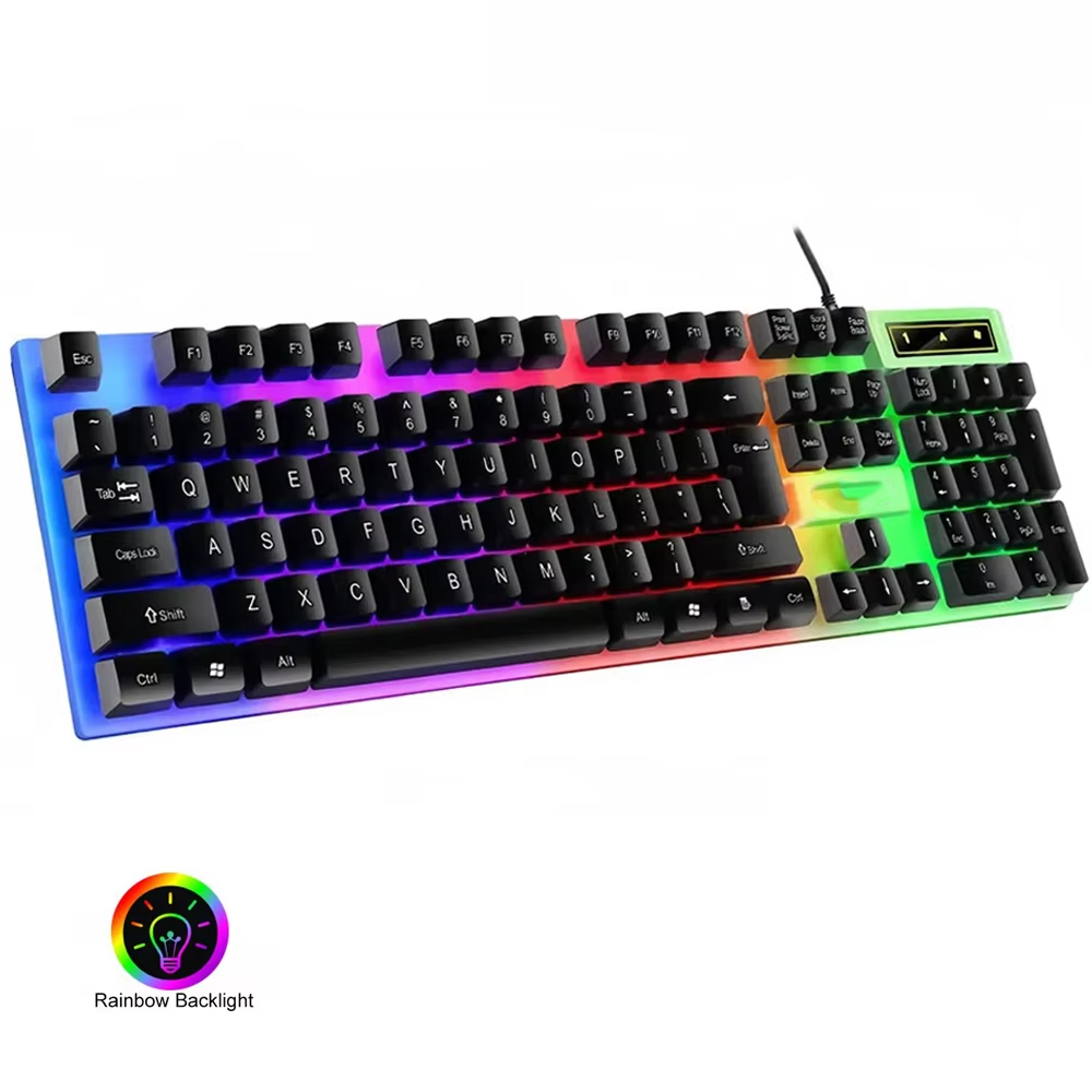 Bedraad toetsenbord en muis Set USB Lichtgevend mechanisch toetsenbord Muizenset 104key Gaming-toetsenbord voor pc Laptop Computerspel Kantoor: Olive