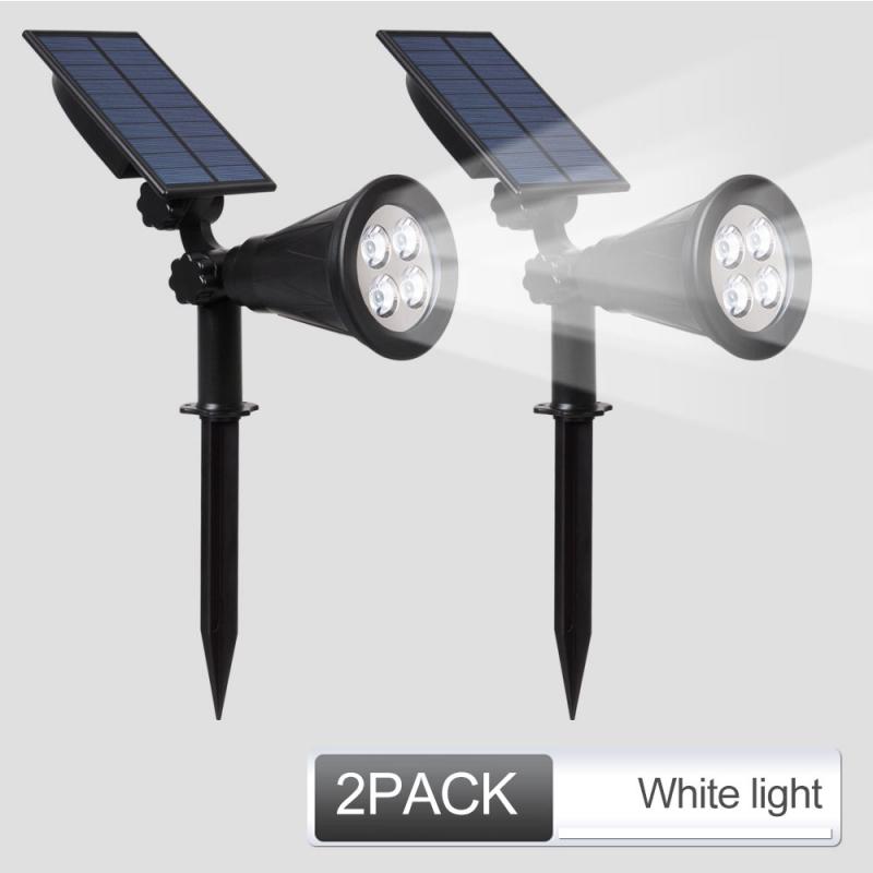 4 Lamp Bead Solar Spotlight Waterproof Landscape Ground Plug Light Outdoor Lawn Lamp Control Garden Lighting Courtyard Wall Lamp: 2pcs white