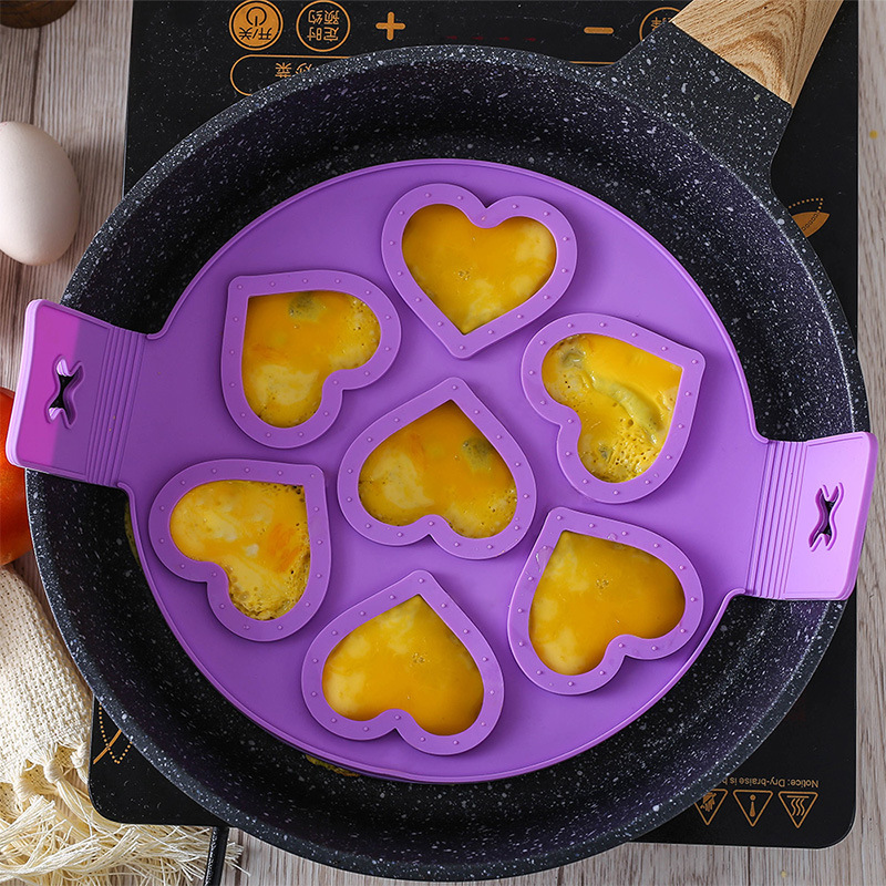 Silicone 7-hole Omelet Round Star Heart Pancake Mold Kitchen DIY Baking Gadgets