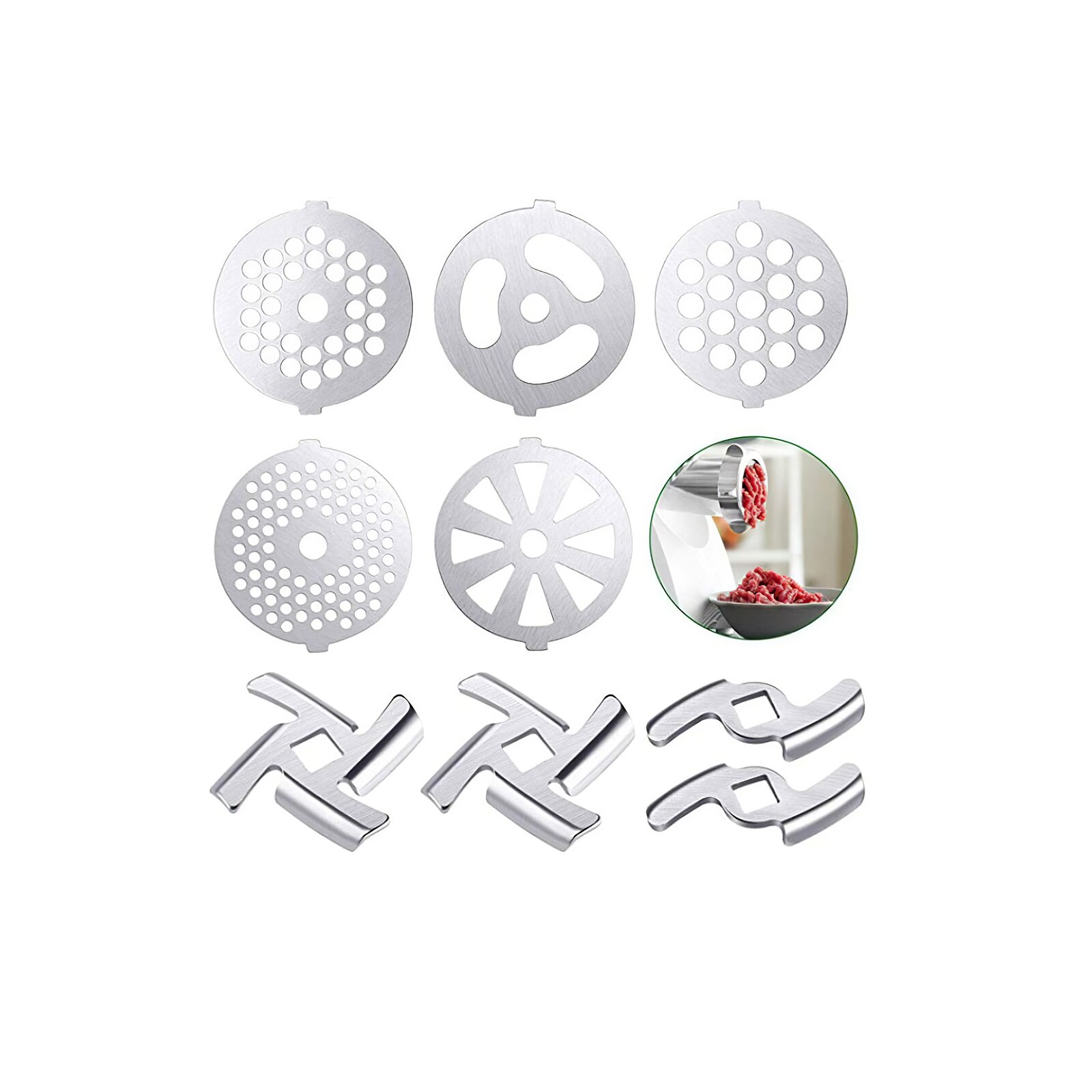 9PCS Electric Meat Grinder Cutters Blades Kitchen Food Sausage Mincers Meat Grinders Parts Kitchen Food Processors
