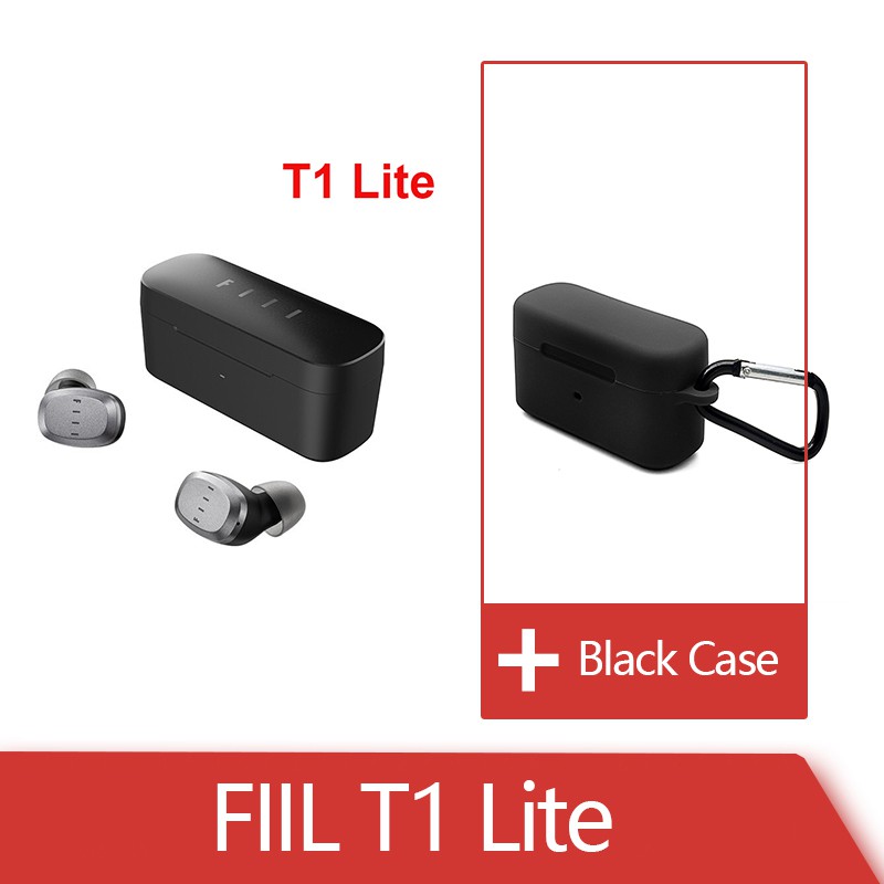 FIIL – écouteurs sans fil T1 Lite TWS Bluetooth 5.2, oreillettes authentiques, longue durée de vie de la batterie, ENC HiFi IPX7, microphone étanche: Add Black Case
