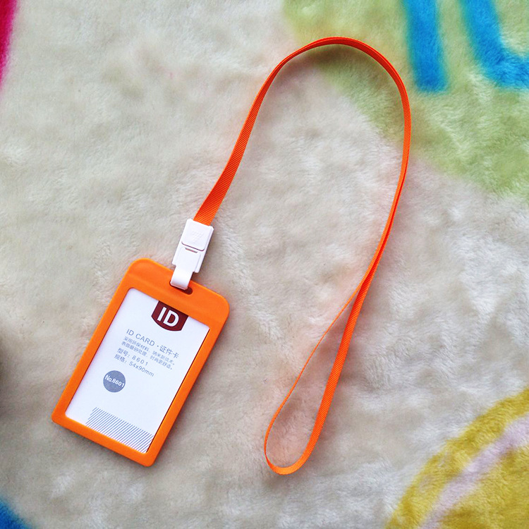 Candy Colors Credit Card Holders Bus ID Holders Card Neck Strap Card Name Women Men Bank Identity Badge With Lanyard: Orange