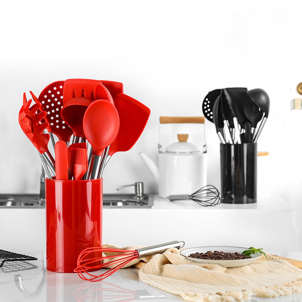 Kitchenware Sets Non-stick Pot Silicone Spatula Kit Gadget Spatula Tongs Ladle Utensils Food Grade Multifunction Cookware