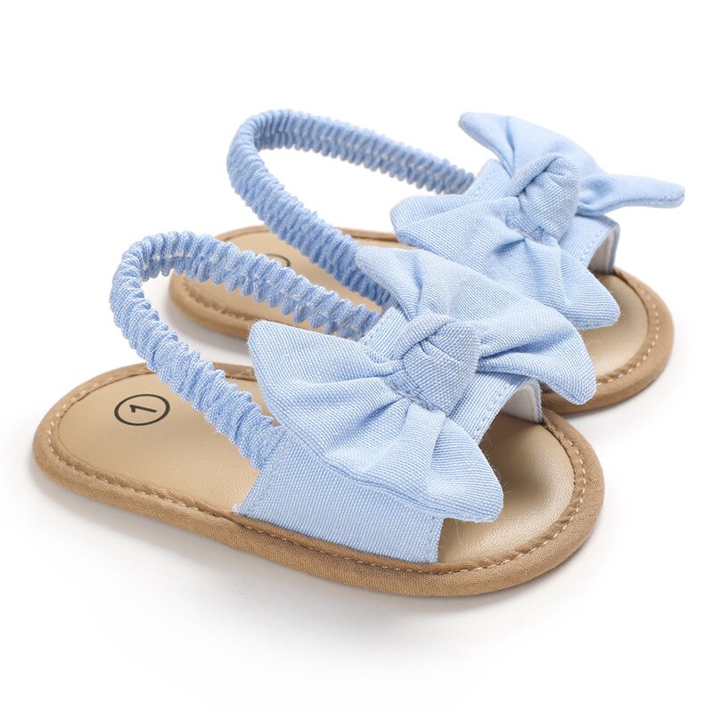 Warmom Baby Sommer Kleidung freundlicher Kleinkind Baby Mädchen Schuhe Bowknot Plaid gestreift Blumen- Party Prinzessin Strand Schuhe freundlicher Sandalen: hell Blau / 11CM(4.33Zoll)