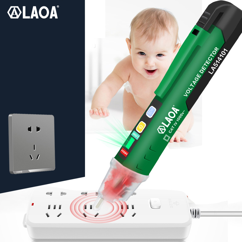 LAOA-lápiz de prueba de electricidad, herramientas de prueba de voltaje, medidor portátil sin contacto