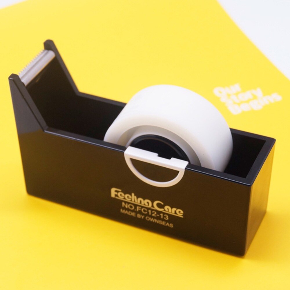 Square Plastic Tape Seat Tape Holder Office Tape Dispenser Desktop With Tape Cutter Supplies For School Home Office