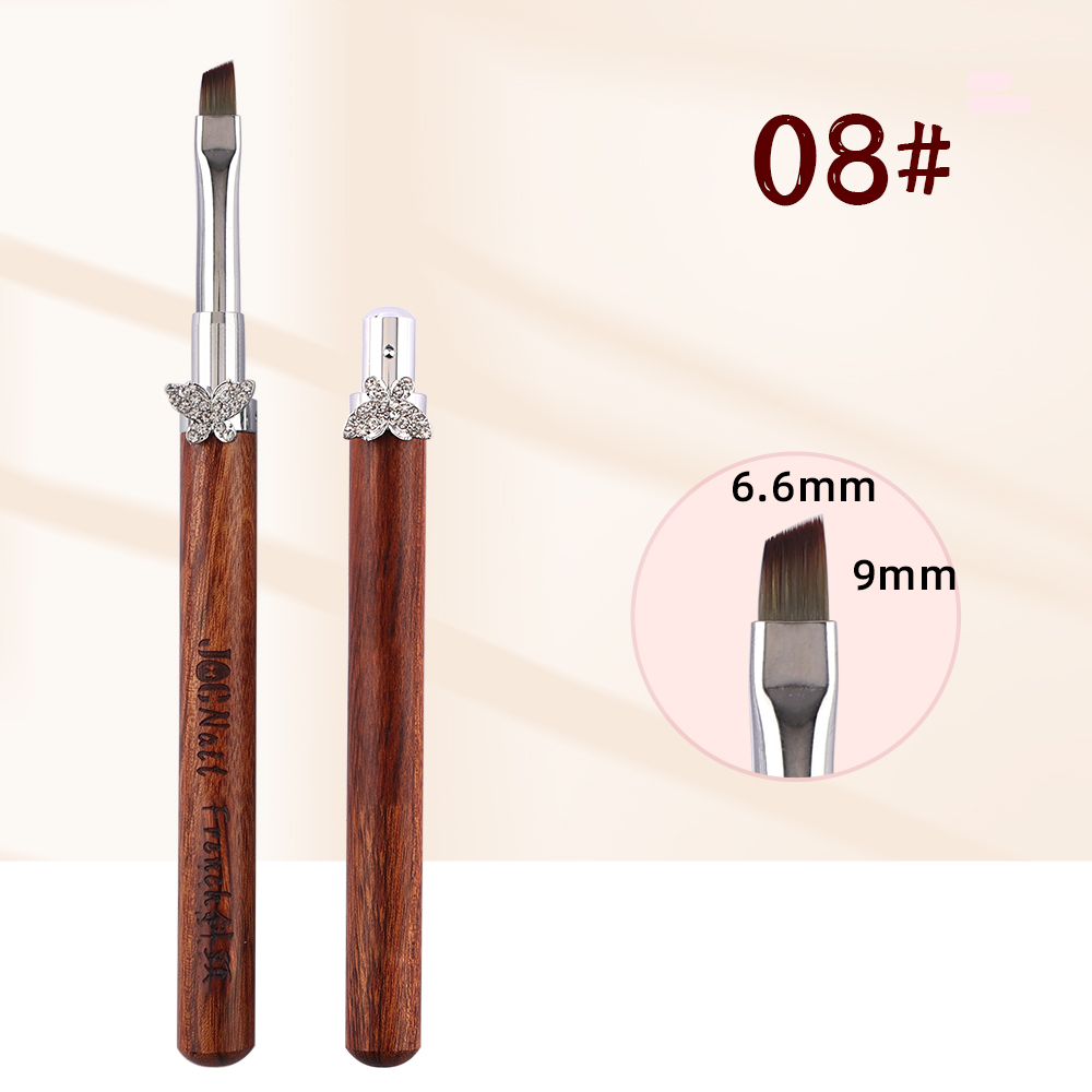 Nagelkonstborsteset avtagbar stång zirkonfjäril sandelullshandtag kantkrok uv-gelnagelborste nagelkonstverktyg: Vinröd