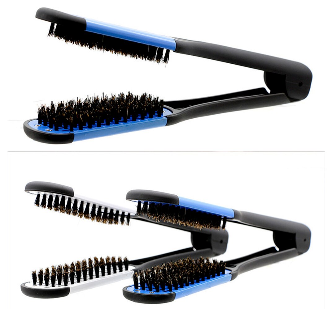 Peine alisador de madera contrachapada de cerámica Natural, cepillo de peluquería de doble cara, abrazadera de fibra, herramientas para el cuidado del cabello