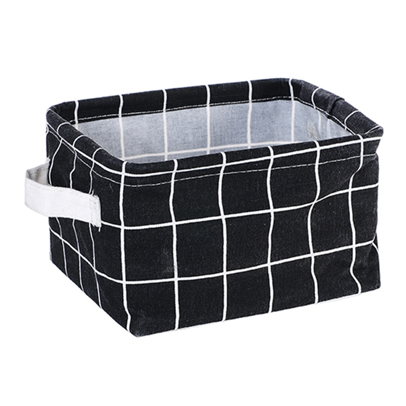 10 Styles Linen Desktop Storage Basket Sundries Storage Box Multicolor Underwear Cosmetic Organizer Office Stationery Organizer: Blue