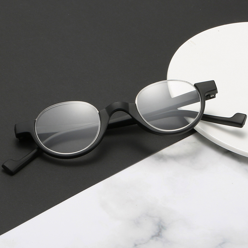 Gafas de lectura redondas de media llanta, lentes para presbicia invertidas, lupa Anti luz azul, lector de ordenador