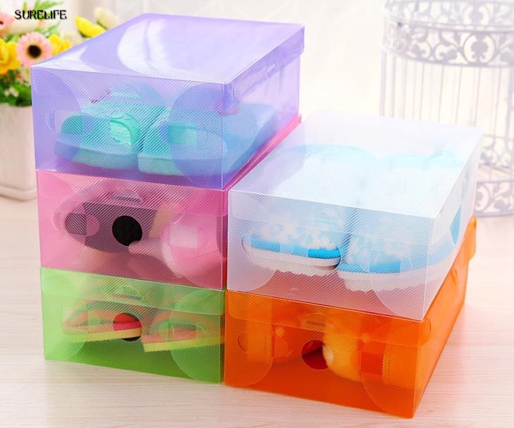 5 stuks opbergdoos voor schoenen van doorzichtig plastic voor kinderen/dames/heren, opvouwbare ladekast voor het opbergen van schoenen van dames