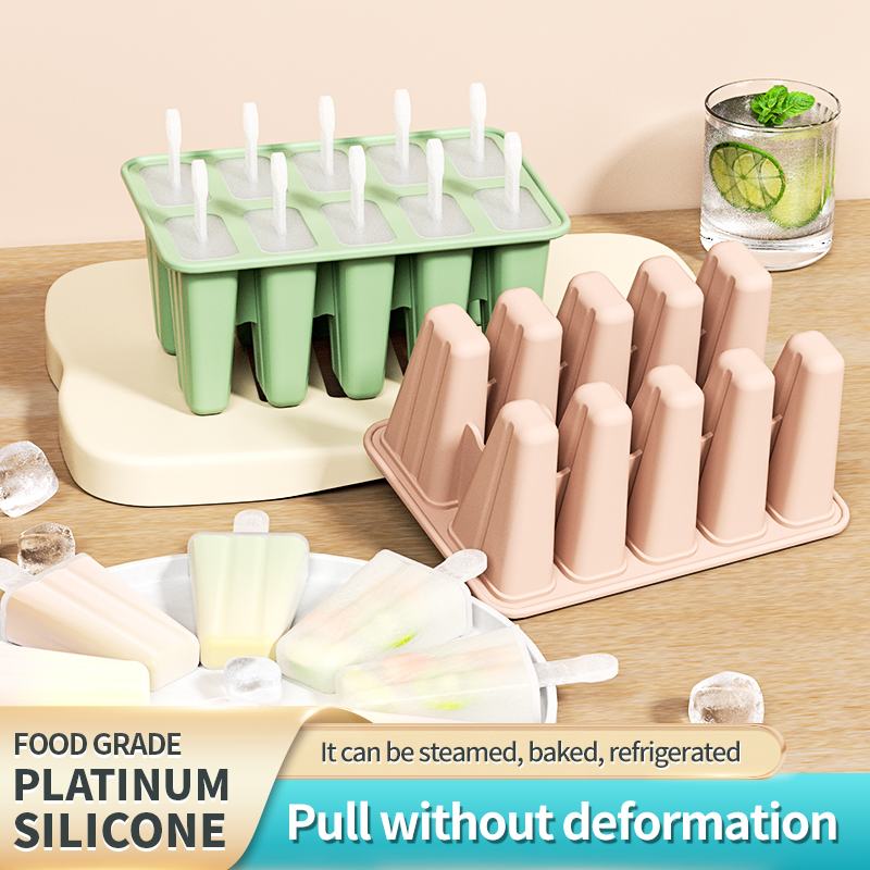 Moldes para Helados Silicona 10 Cavidades Bandejas para Helados Congelador,Moldes para Helados Caseros,Gran Hielera,Molde para Helados Reutilizable