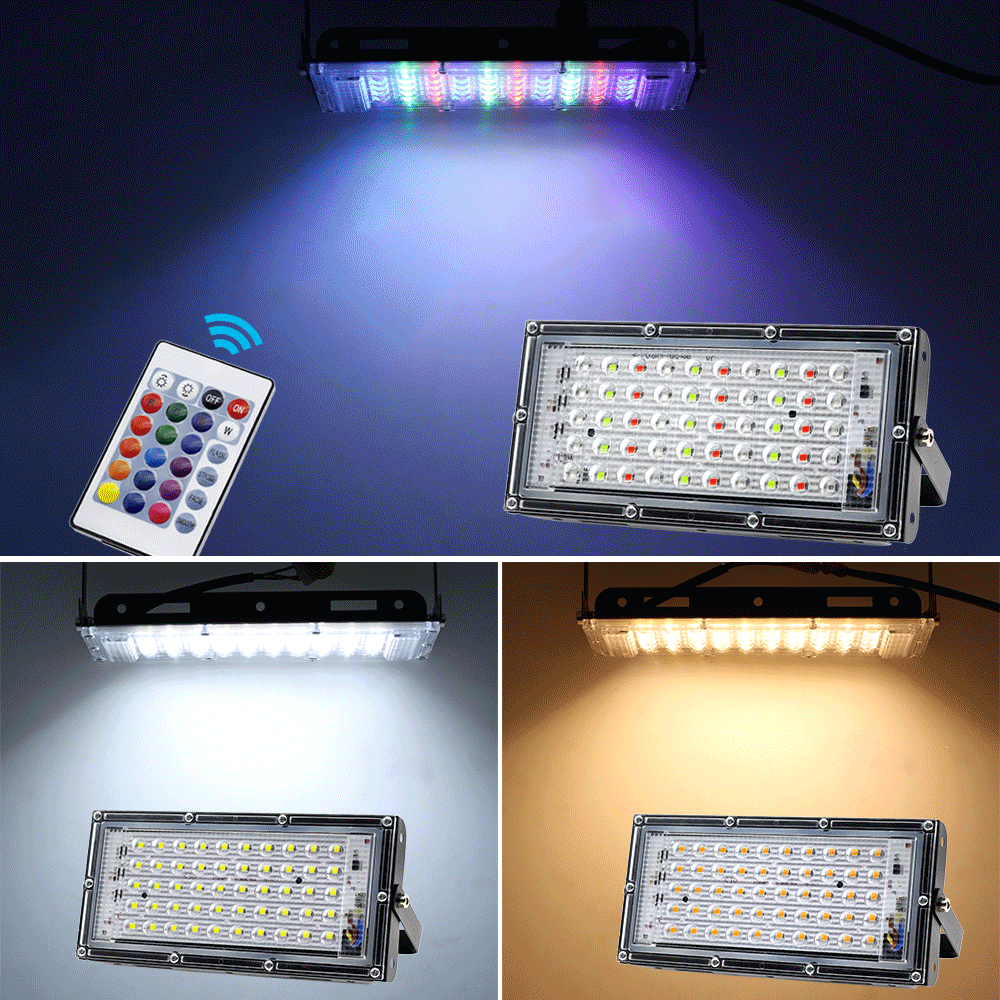 LED Flood Light 50W White Warm White RGB LED Floodlight AC 220V Outdoor Spotlight Waterproof LED Street Lamp Landscape Lighting