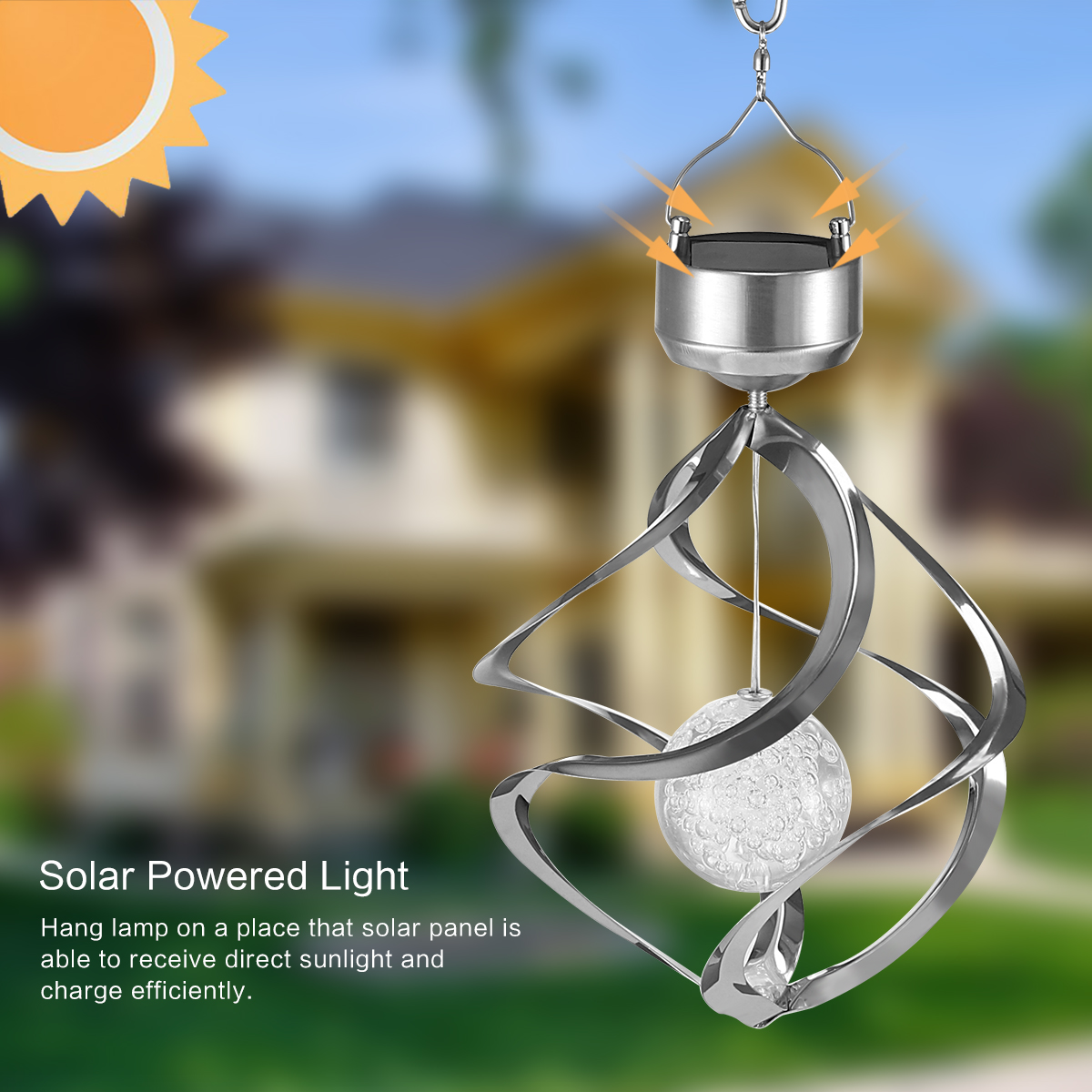 3D Patio Solar PoweredLight jardín exterior Color cambiante Spinner colgante campanilla lámpara césped decoración del hogar Led artesanía