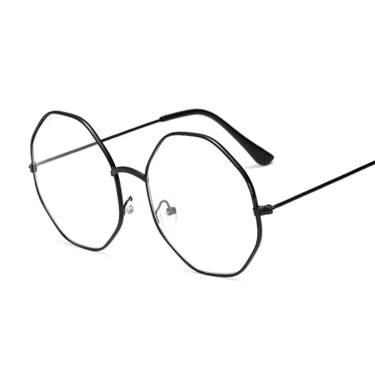 Montura de gafas transparente de para mujeres y hombres montura clara Vintage gafas redondas de Metal para mujeres monturas de gafas ópticas transparentes: Black