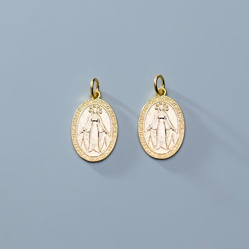 925 Sterling Silber REINE VON WUNDER Baumeln Charme 19mm Oval handgefertigt Halskette Silber Anhänger DIY Schmuck Machen: Gold 1Stck