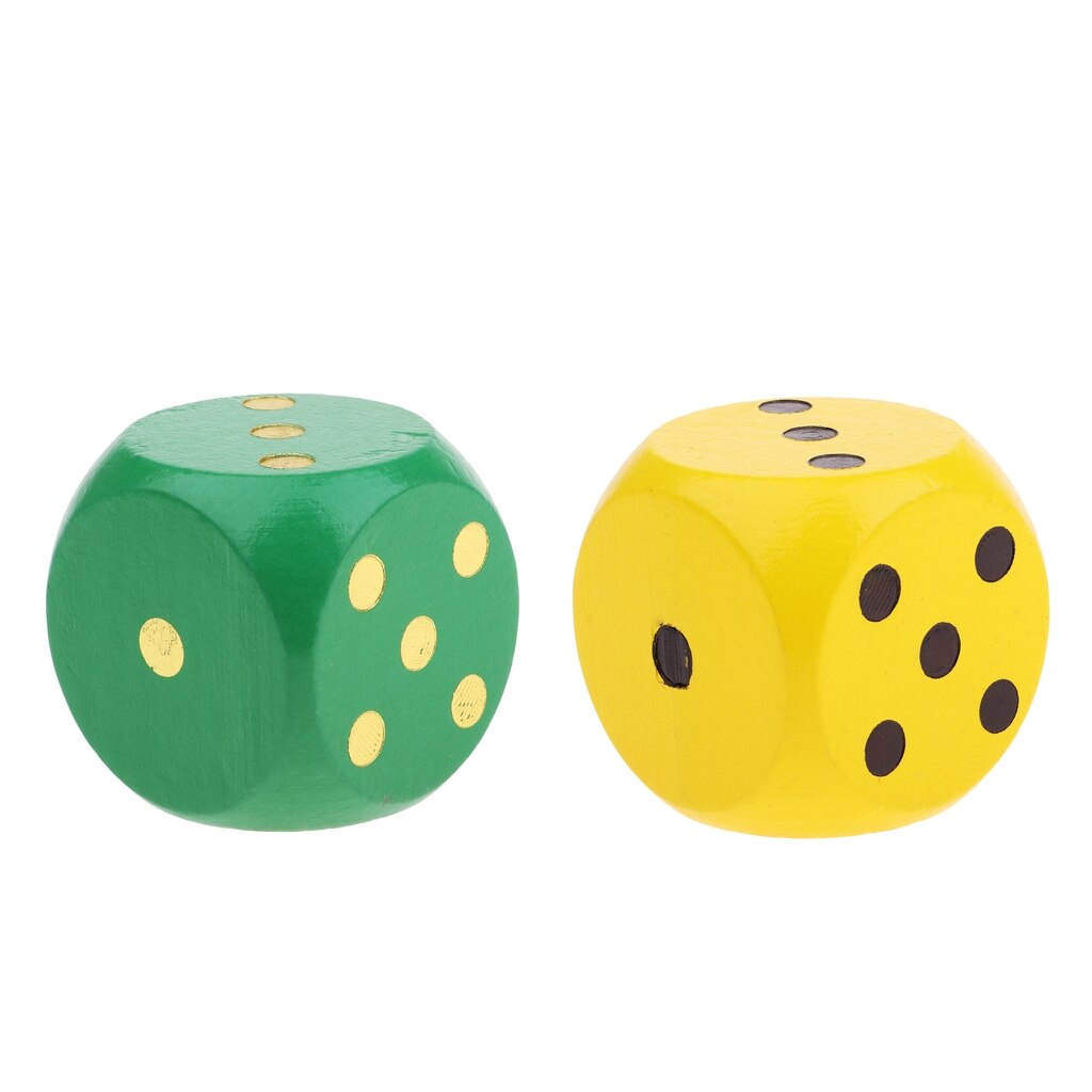 2pz Grandi Dadi Di Legno Gioco Da Esterni Del Partito Giocattoli per Bambini Insegnamento Progetto 5 centimetri