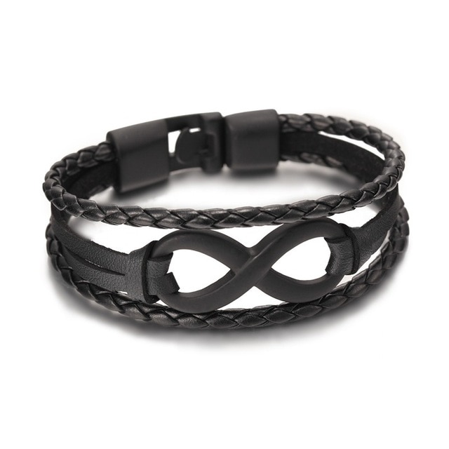 Sølvarmbånd med en uendelig kæde af læderarmbånd til mænd og kvinder med venskabsarmbånd