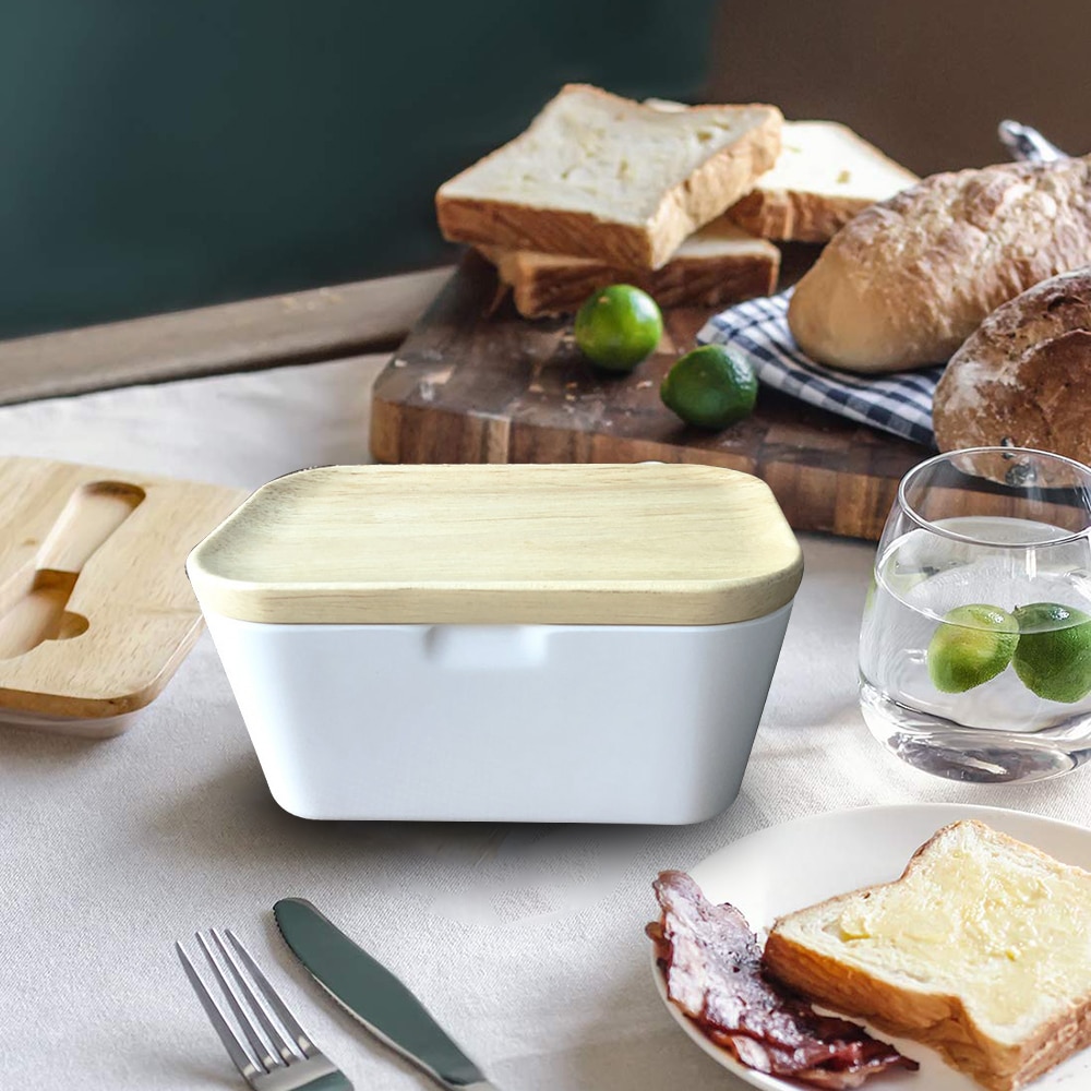 Køkken smør opbevaring smør fad med låg porcelæn holder overdækket beholder varmebestandigt køkken bordplade køleskab