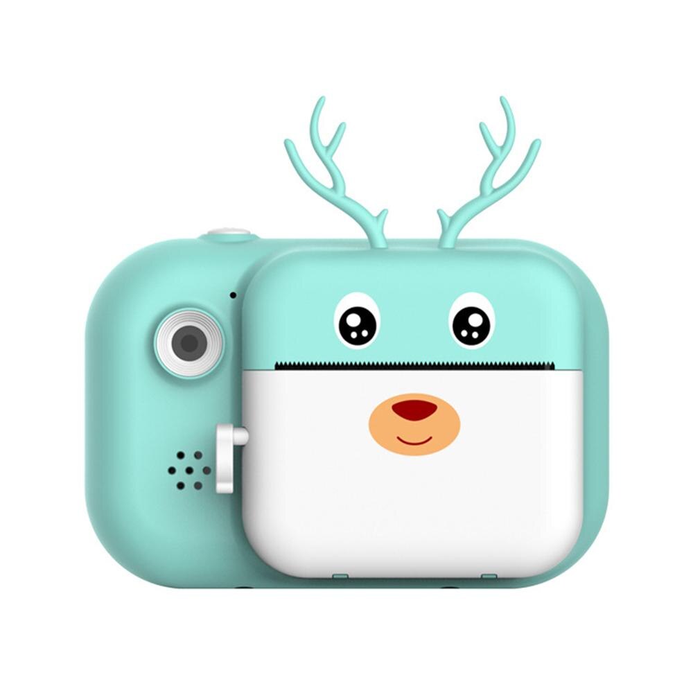 Mini Cartoon Kids Instant Print Camera 24MP Dual Cam Hd 1080P Kinderen Digitale Camera Foto Speelgoed Voor Kinderen Verjaardag: Blue Fawn