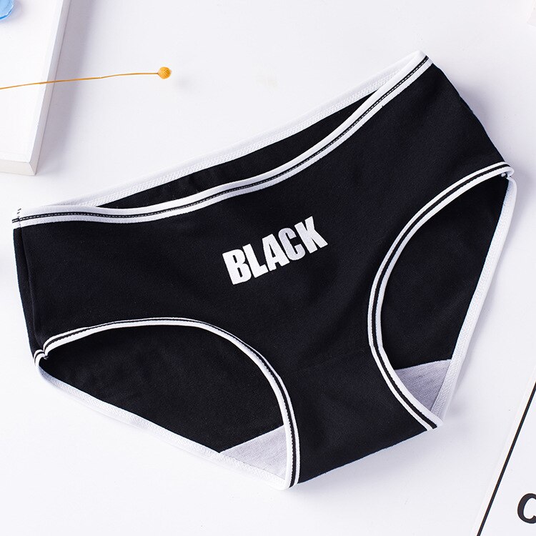 Black series underwear sports women cotton mid-waist ladies cotton triangle bottoms cotton girls pants: 002 / XL